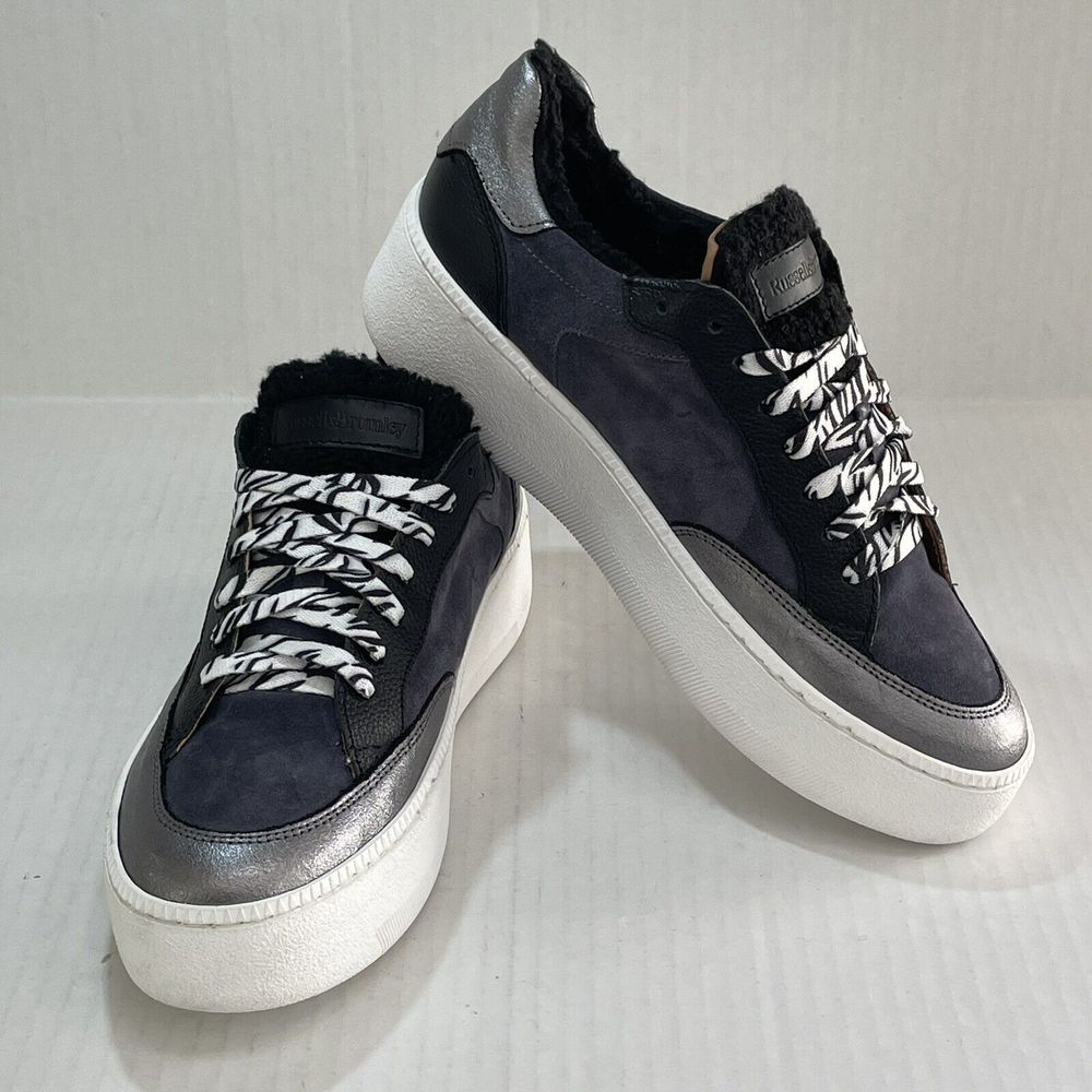RUSSELL & BROMLEY PARK LACE Lace Up Platform Sneakers Shearling Trim EU 42 US 11 - Picture 2 of 14